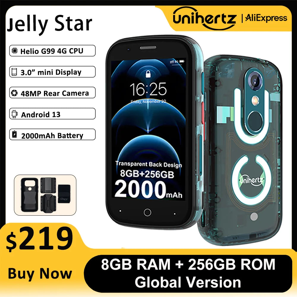 Unihertz Jelly Star Mini Smartphone Unlocked With LED Light Backshell