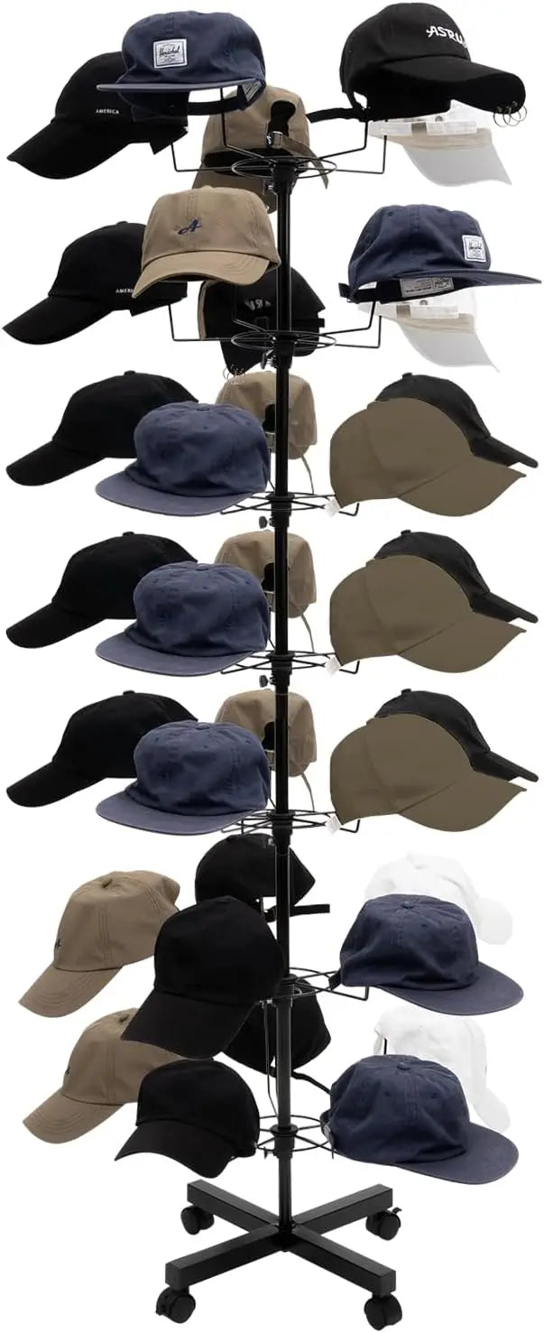 Freestanding Rotating Hat Display Rack With 35 Hooks