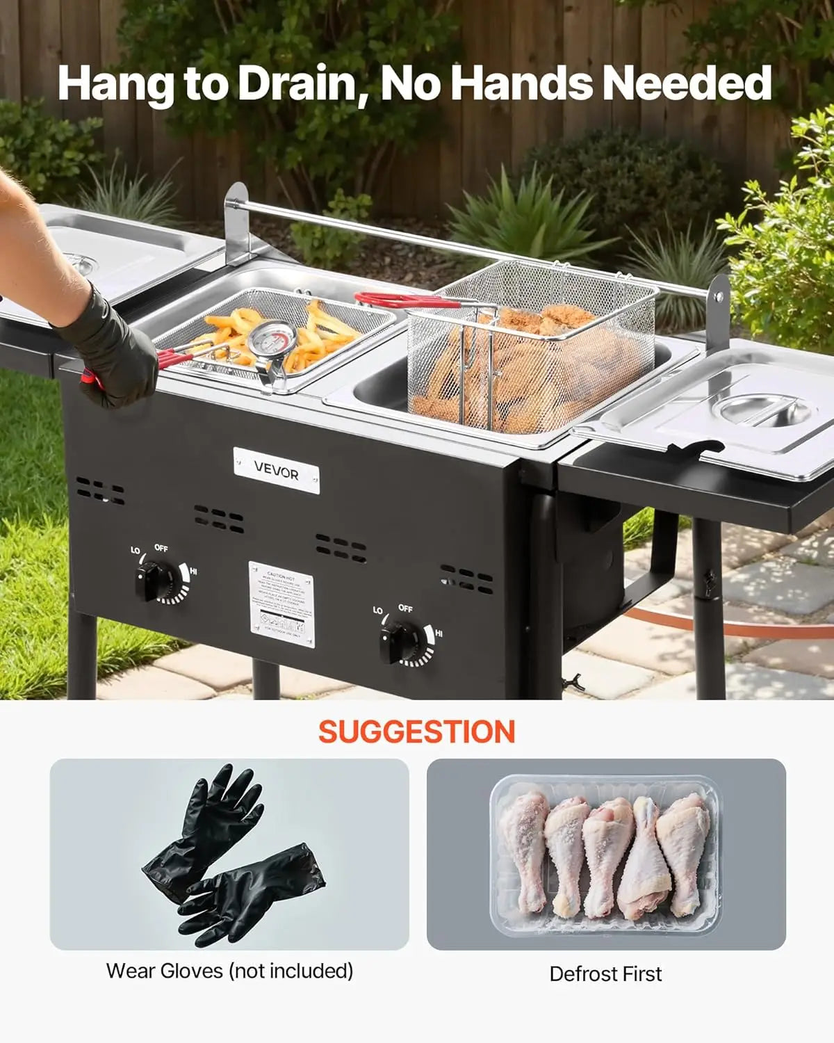 XMSJ Outdoor Propane Fryer Dual Tank Dual Basket For Restaurants