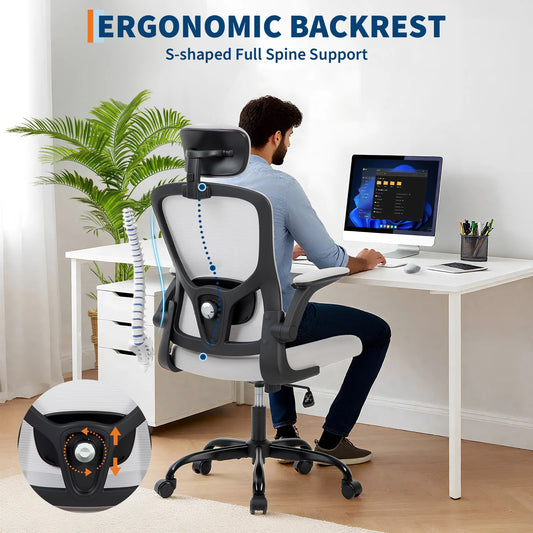 HiMISS Ergonomic High Back Mesh Office Chair With 2D Headrest