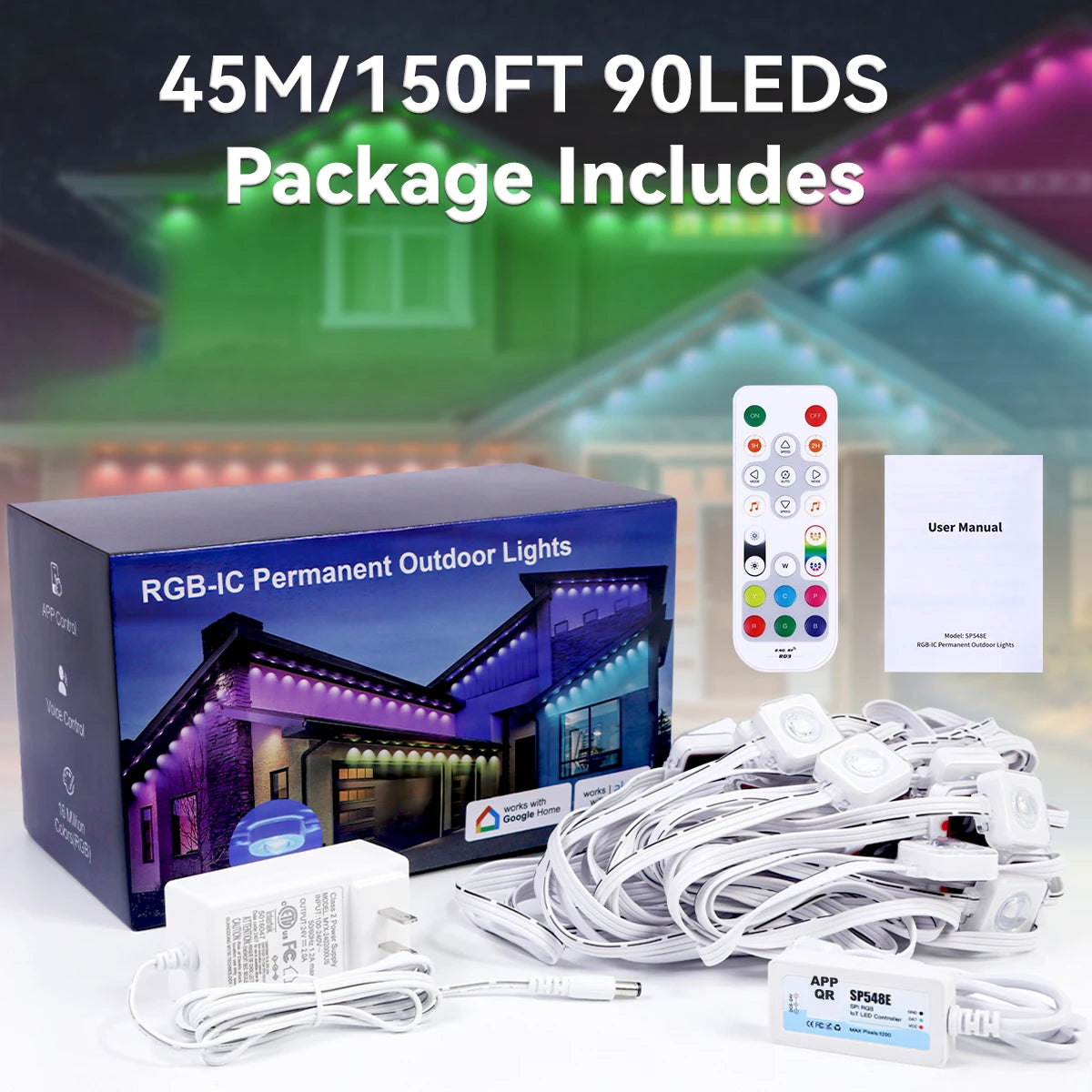 Aiopp Smart RGBIC Outdoor Lights Eaves Lighting With 72 Scene Modes