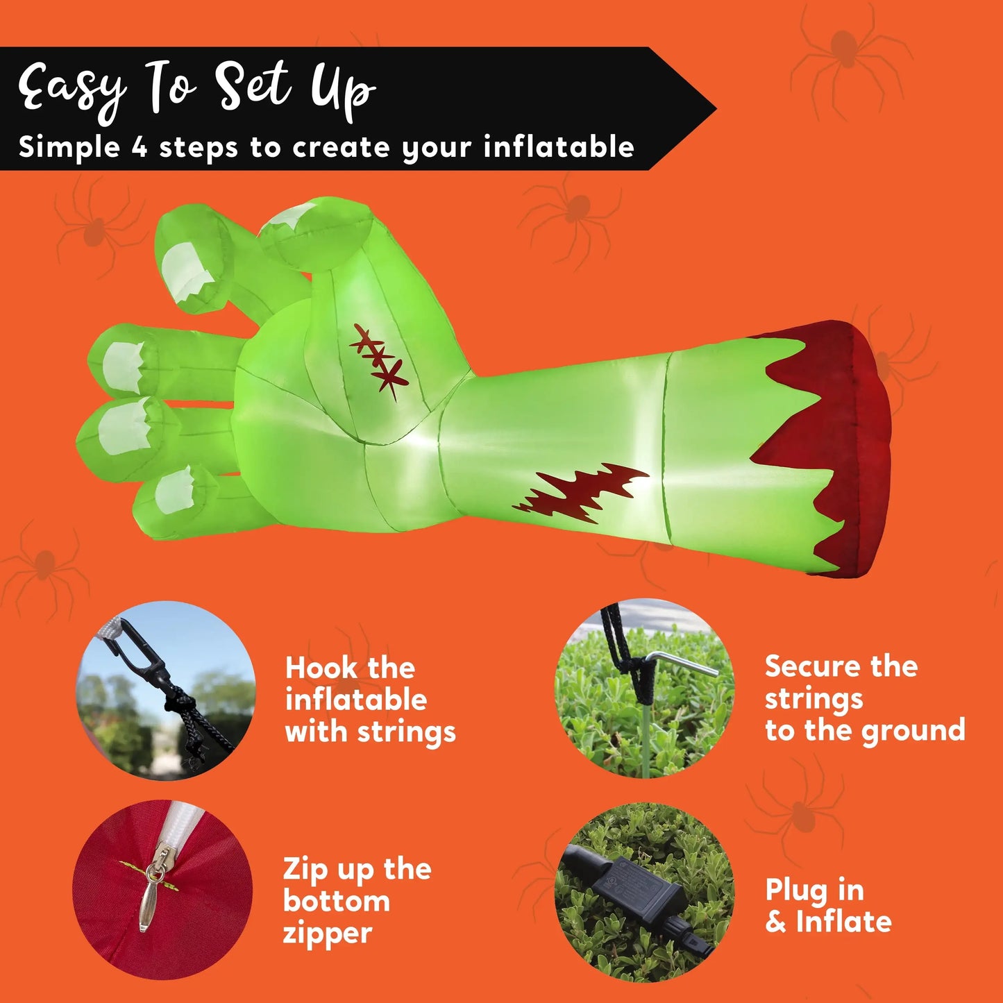 Joyfy Zombie Arm Inflatable With LEDs Outdoor Halloween Decoration