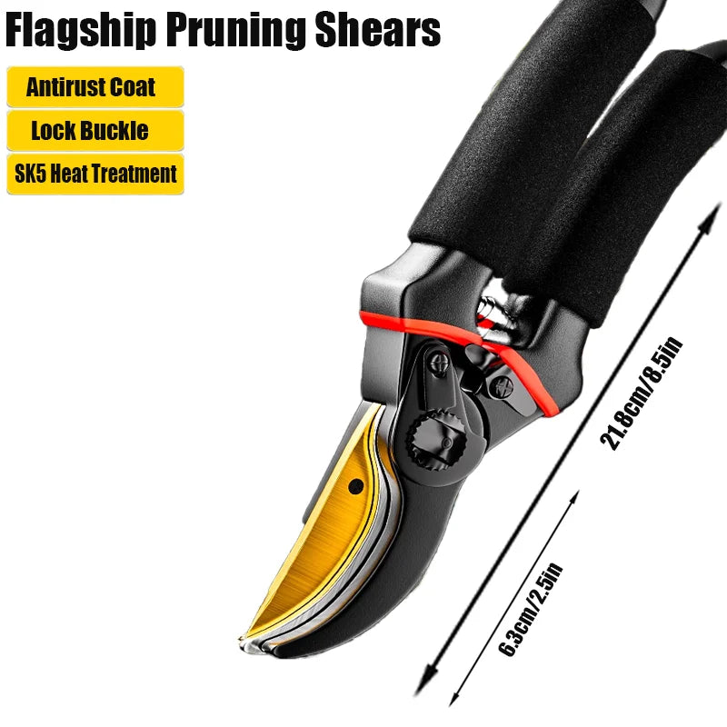 Garden Pruning Shears With SK5 Steel Blades Orchard Trimmer