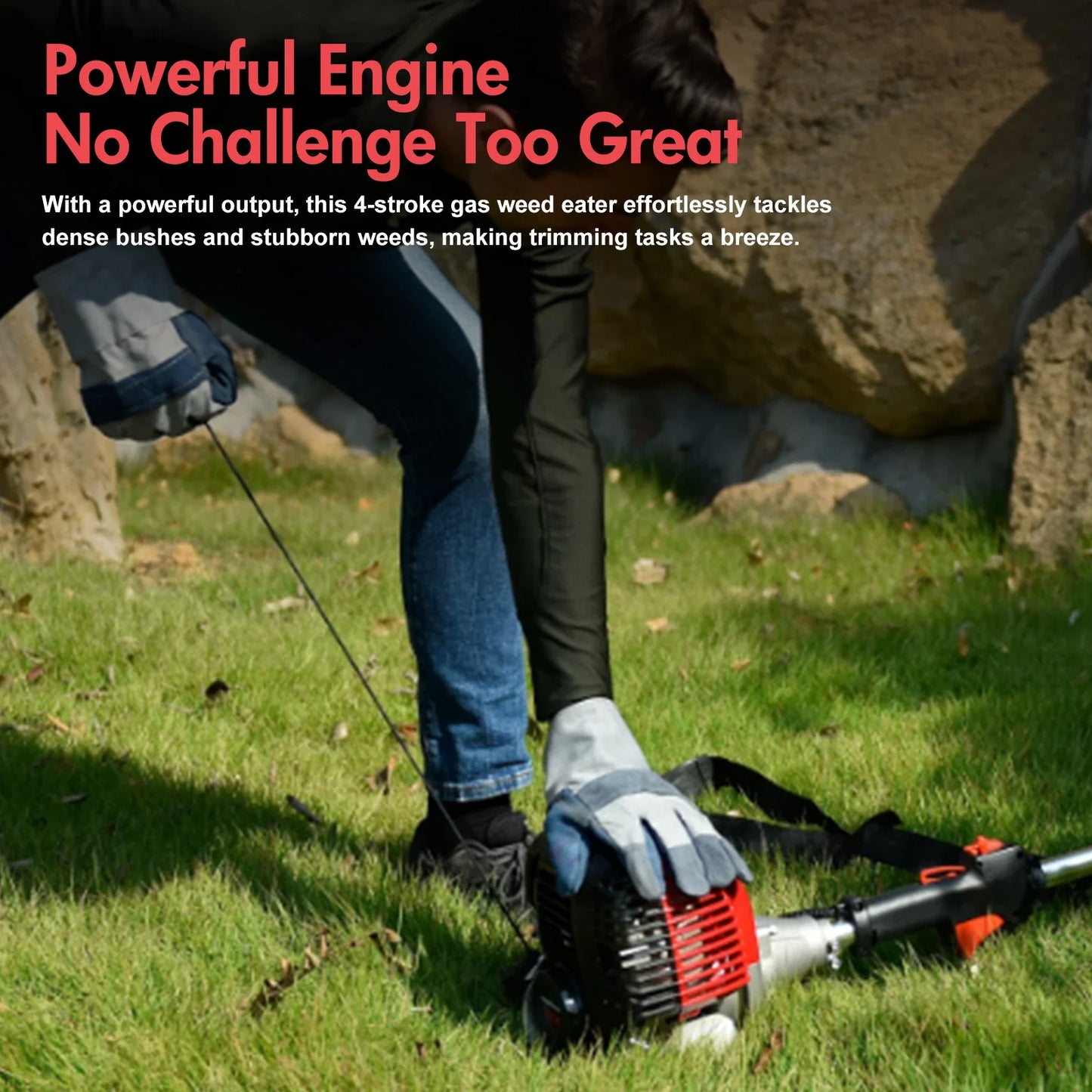 4-Stroke Gas Weed Eater 31cc Straight Shaft Trimmer