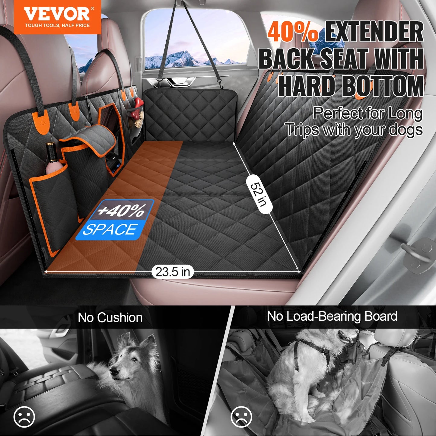 SucceBuy Waterproof 600D Dog Car Seat Cover With Mesh Window And Storage