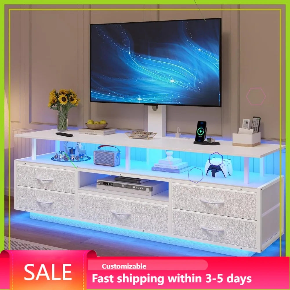 TV Stand With Mount Storage And Smart LED Lighting