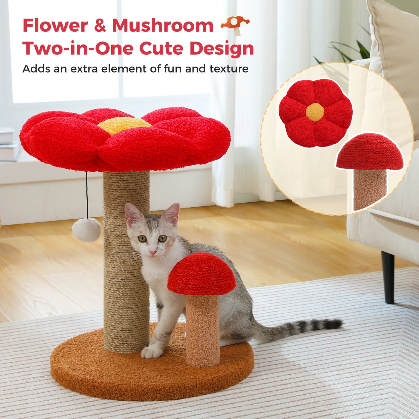 PAWZ Road Mushroom Cat Scratcher With Removable Flower Bed And Ball