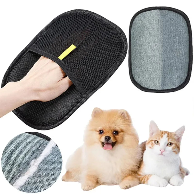 Pet Hair Removal Gloves Reusable Double Sided Grooming Mitts