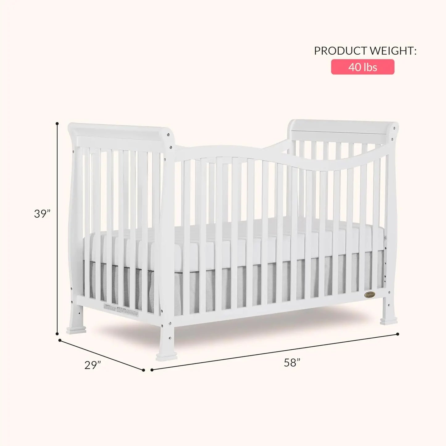 Greenguard Gold Certified 7-in-1 Convertible Baby Crib Sustainable Pinewood