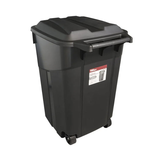 Wheeled Heavy Duty Plastic Garbage Can With Attached Lid