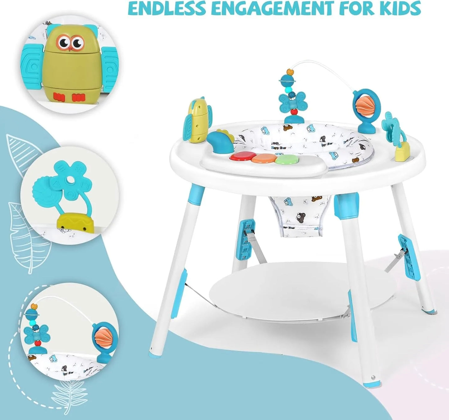 YEALEO Baby 3-in-1 Activity Center Jumper and Table With Rotating Seat