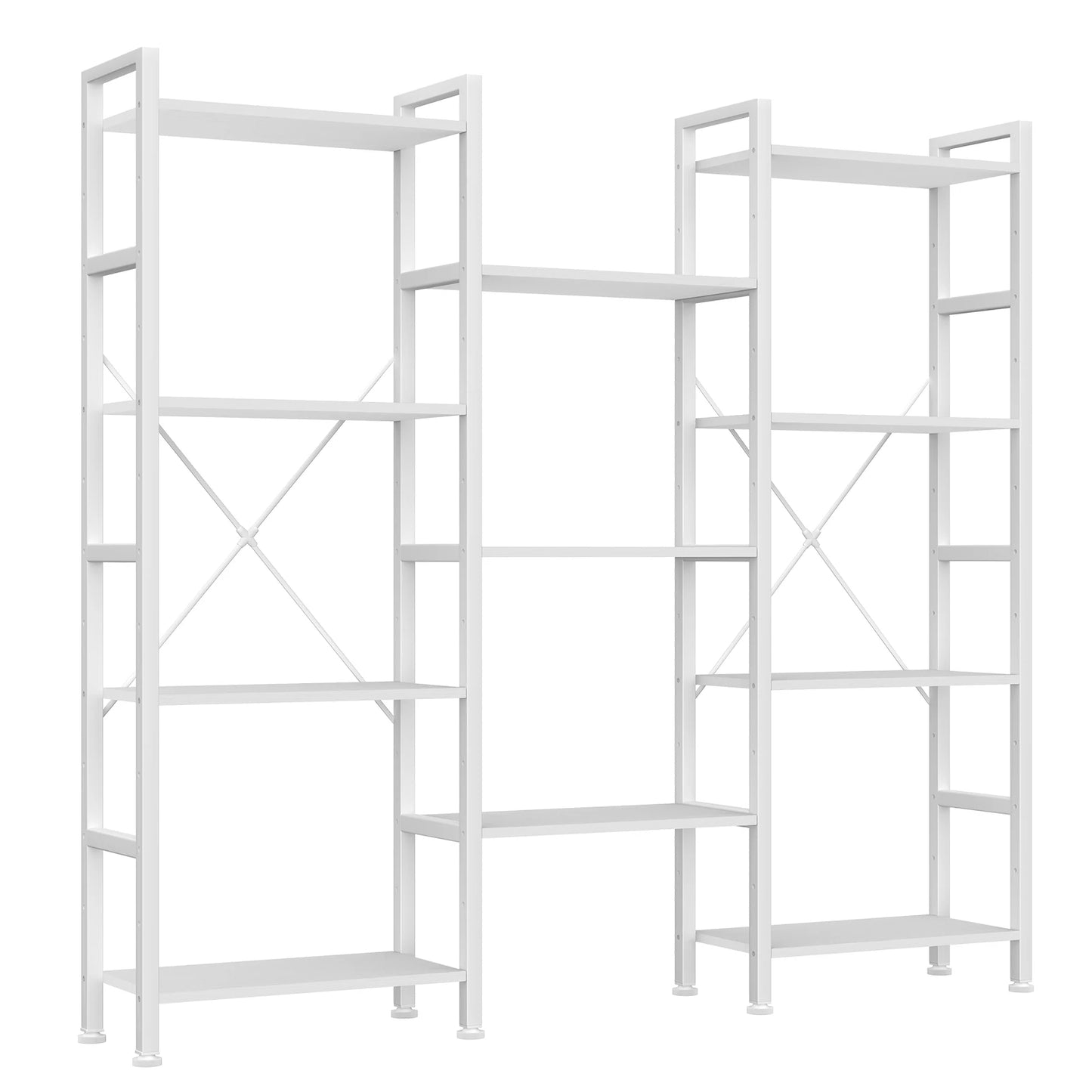 JHK 4 Tier Wide Display Bookshelf With Adjustable Shelves