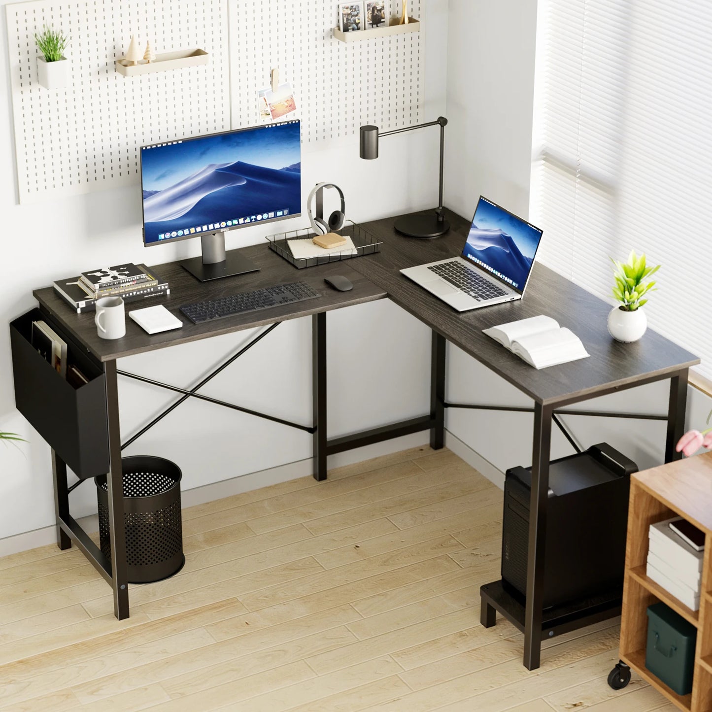JHK Gaming Corner Desk With CPU Storage And Side Bag