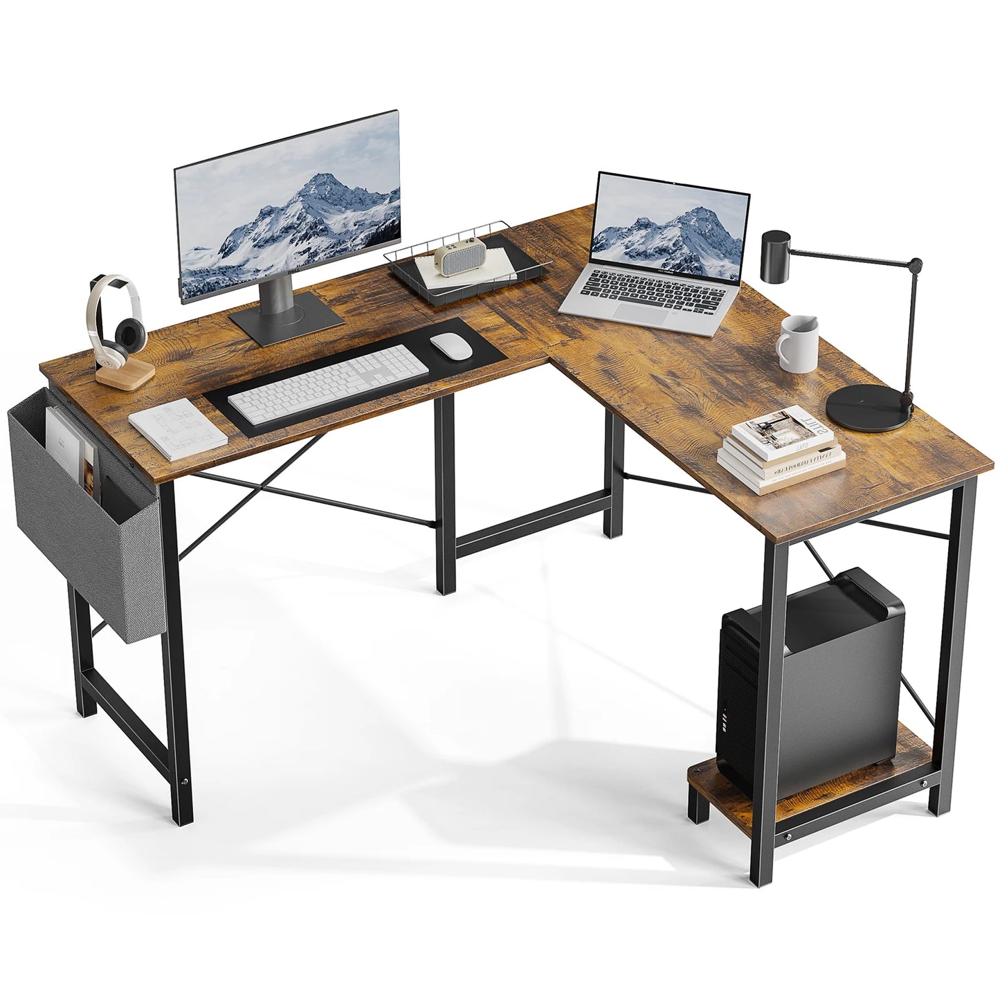 JHK Gaming Corner Desk With CPU Storage And Side Bag