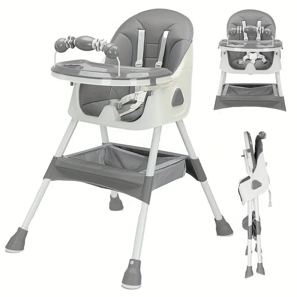 PIORLADO Foldable Baby High Chair With Antislip Pad And Toy Rack