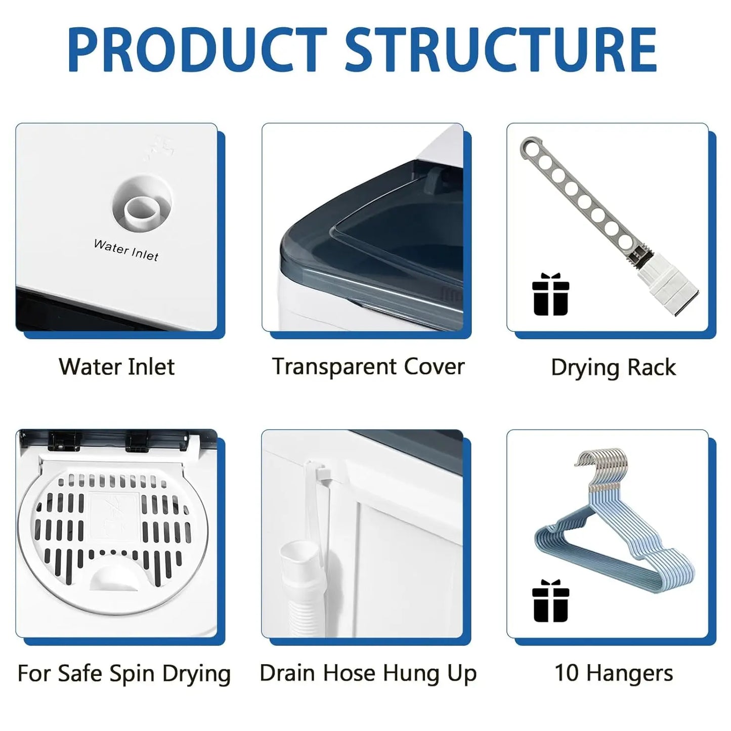 Portable Washer And Dryer Combo Fully Automatic With Five Modes