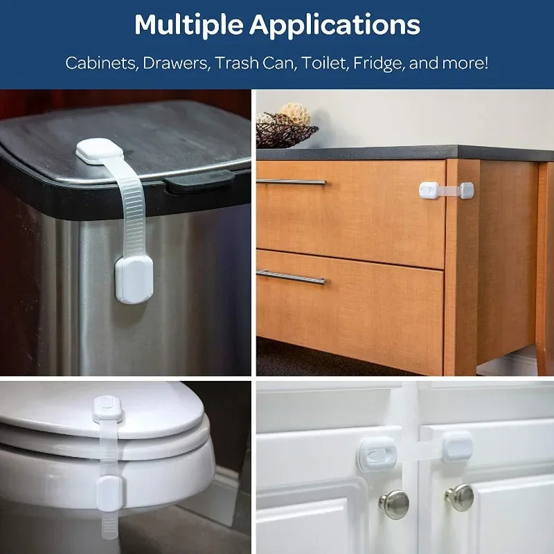 Baby Safety Locks for Cabinets and Drawers Adhesive Latch Straps