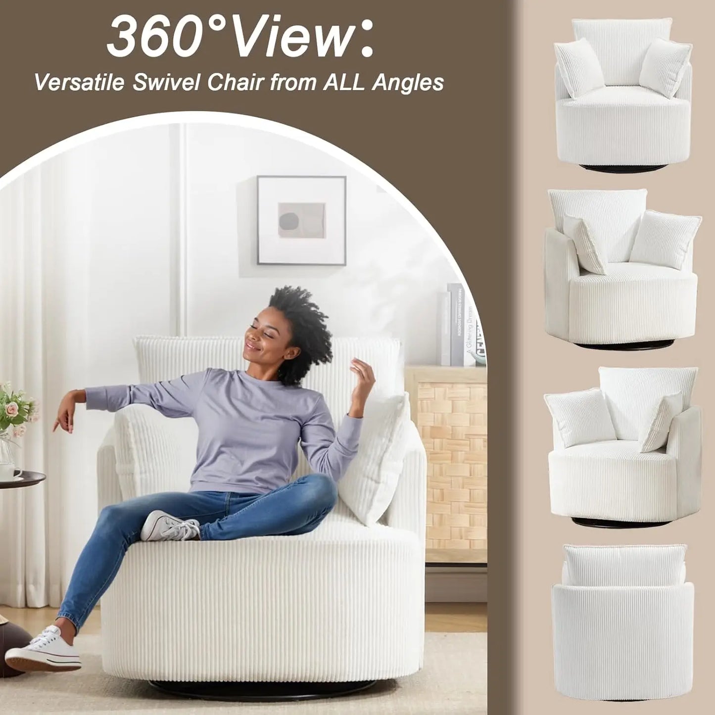 Swivel Accent Chair Upholstered Living Room Recliner