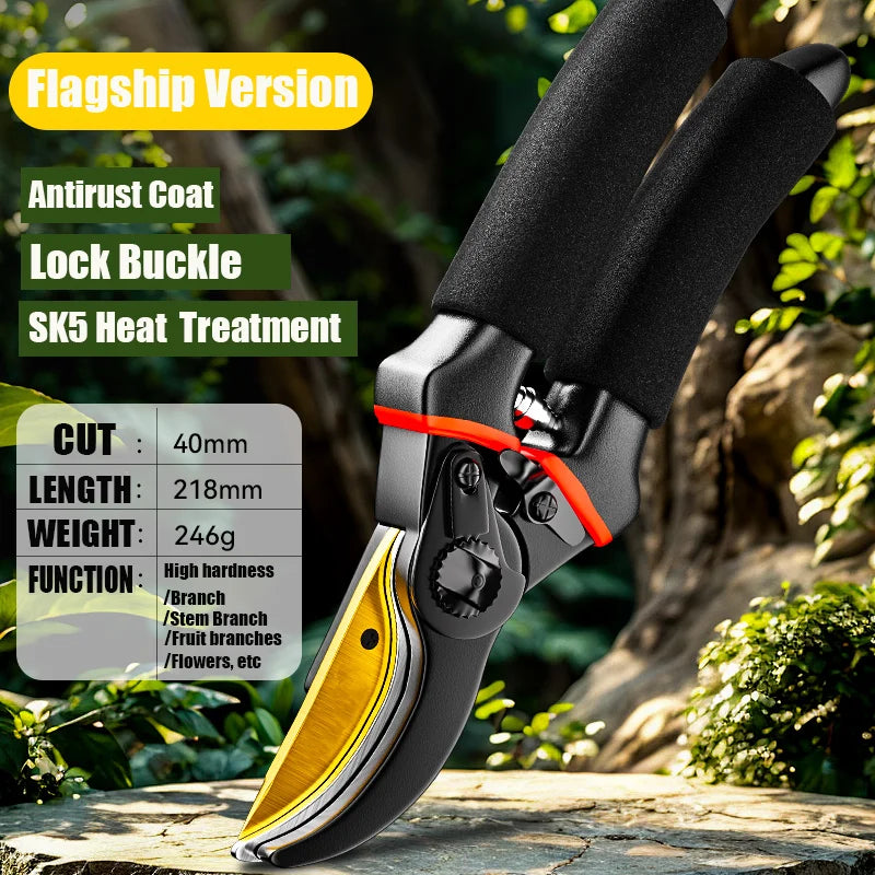 Garden Pruning Shears With SK5 Steel Blades Orchard Trimmer