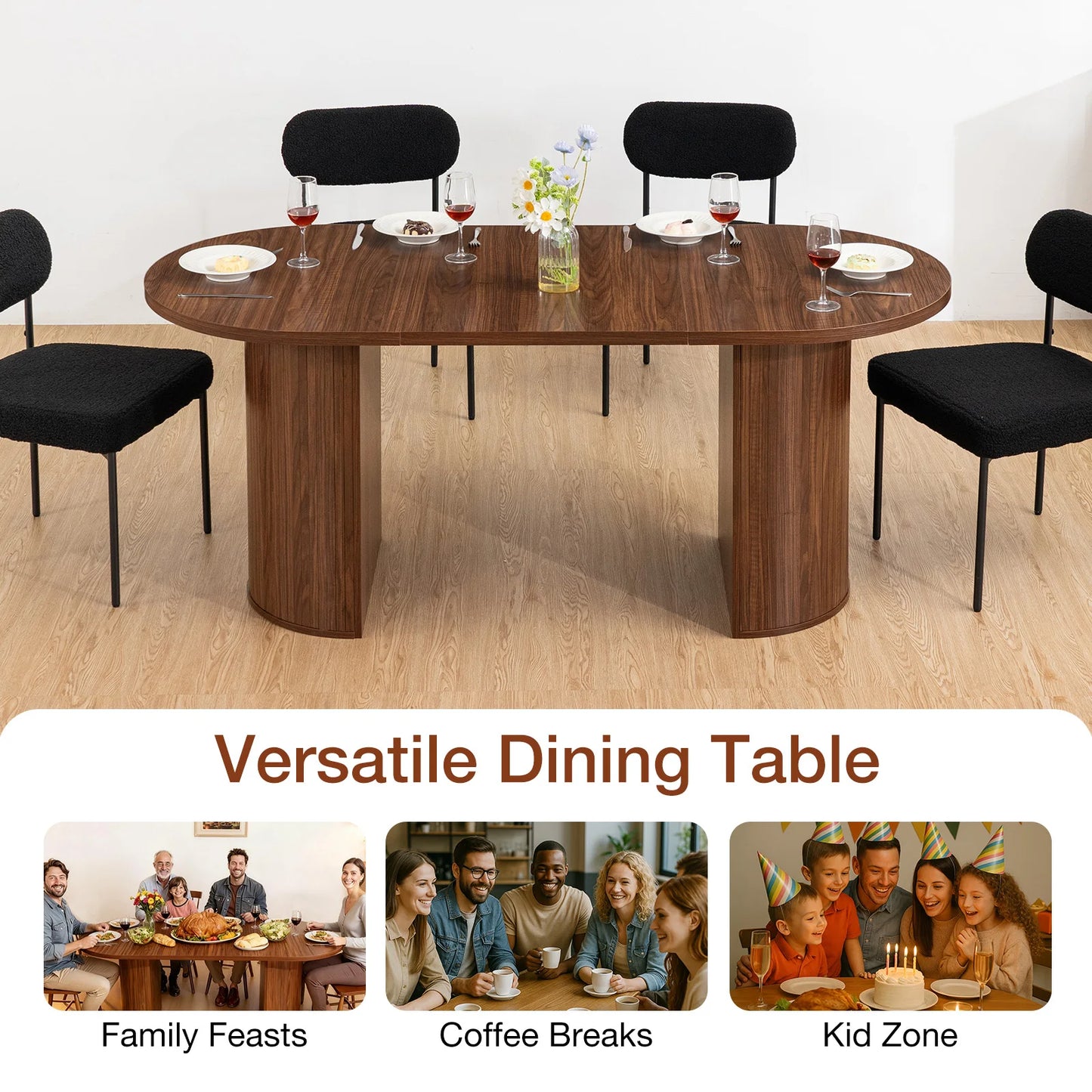 Wooden Oval Dining Table For Six To Eight With Finish