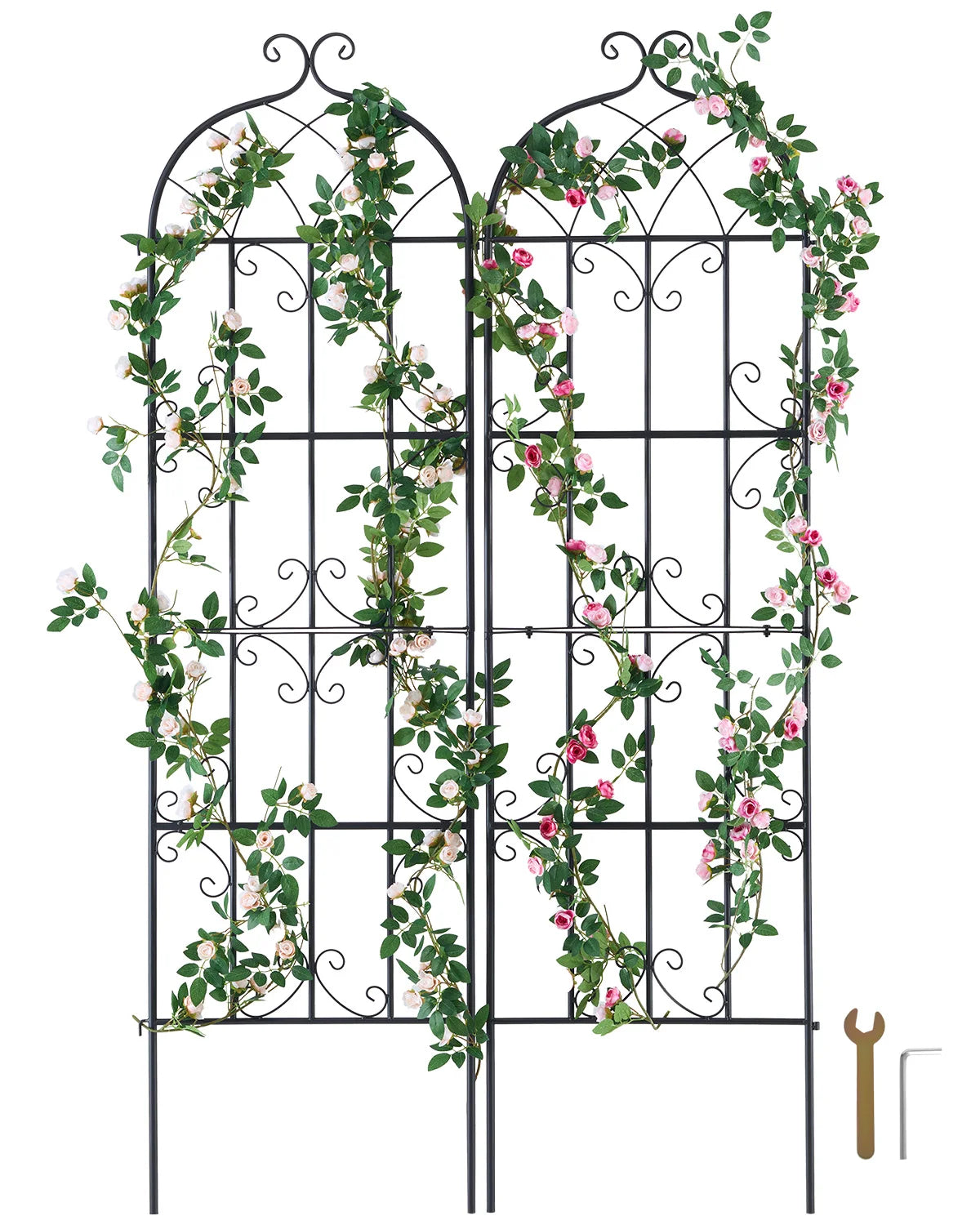 SucceBuy Two Pack Rustproof Metal Garden Trellis For Climbing Plants