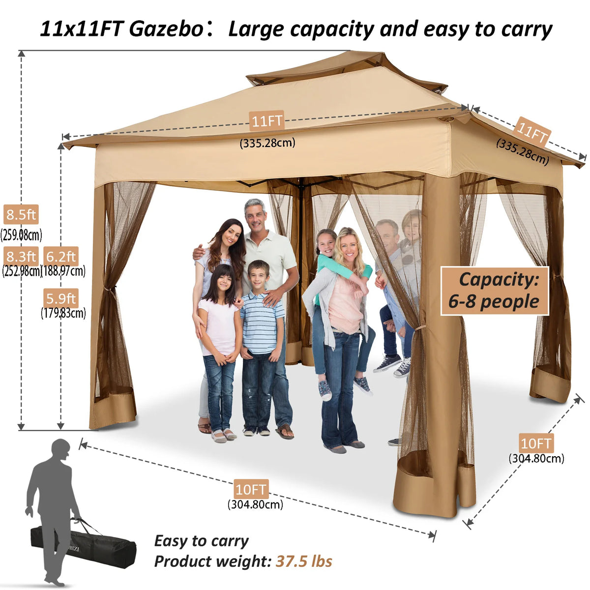 Cobizi Outdoor Pop Up Canopy Tent With Mosquito Nettings