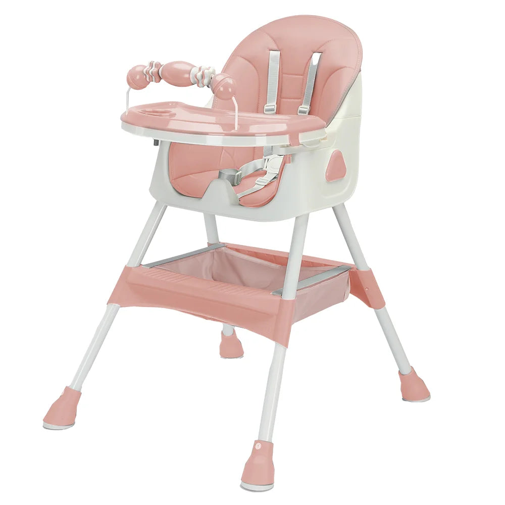 PIORLADO Foldable Baby High Chair With Antislip Pad And Toy Rack