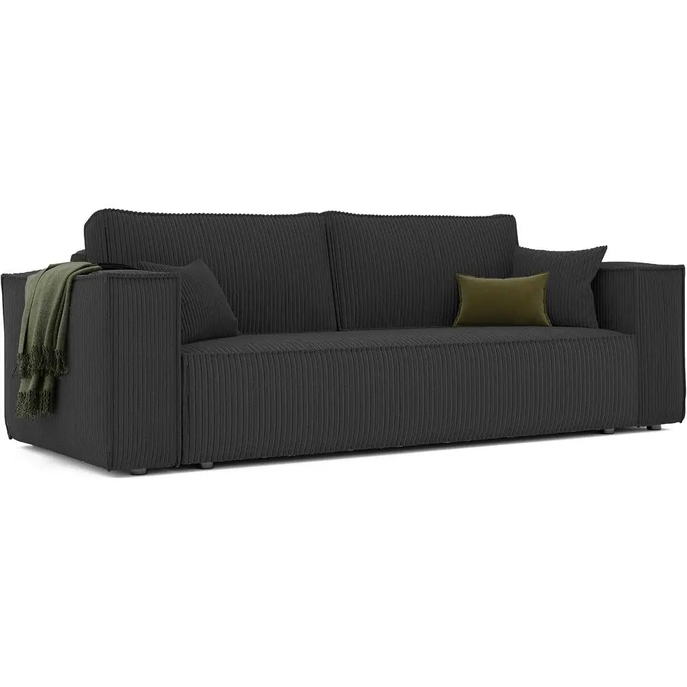 Three-Seater Corduroy Sofa Bed With Storage For Living Room