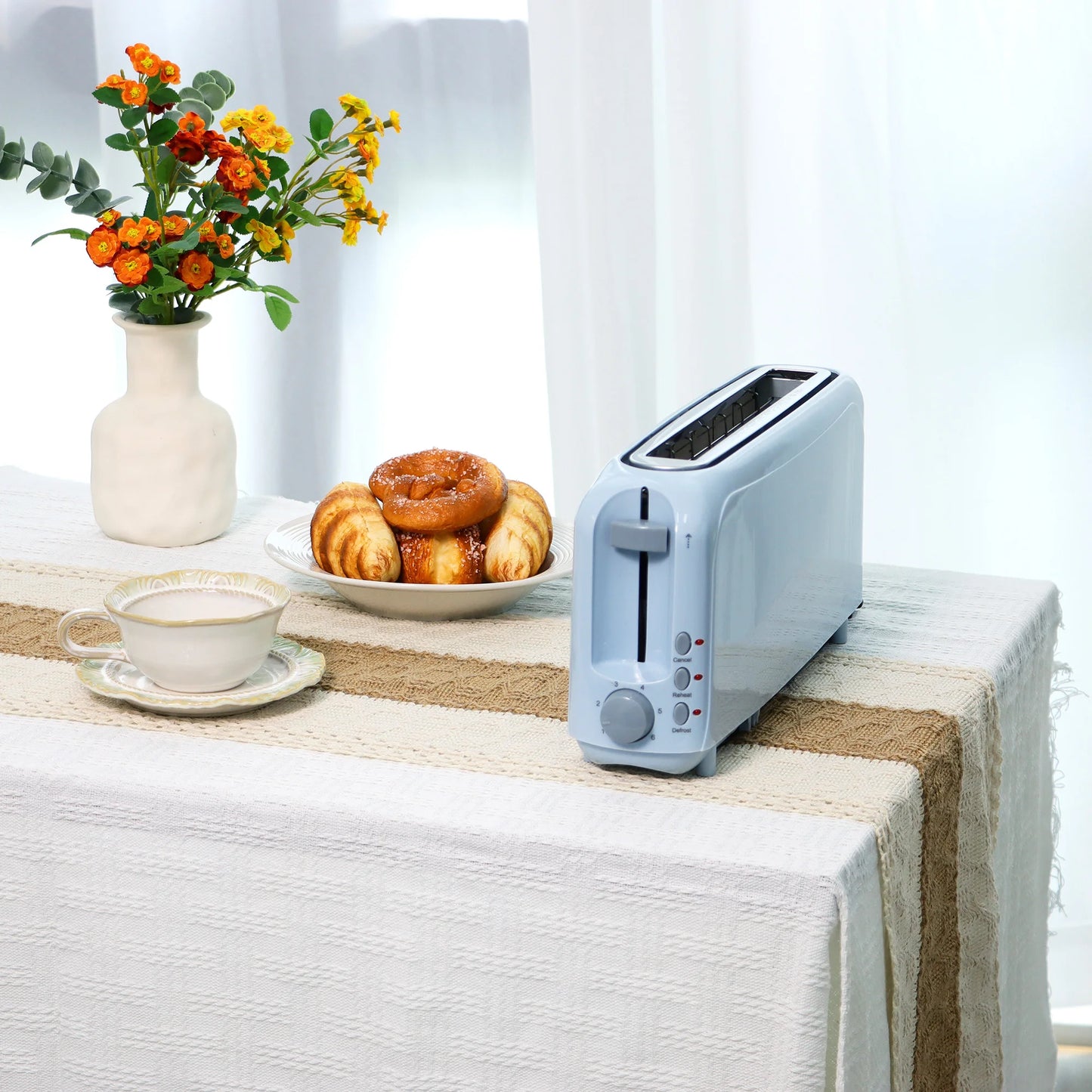 YUKOOL 2-Slice Slim Toaster With Auto Shutoff Removable Crumb Tray