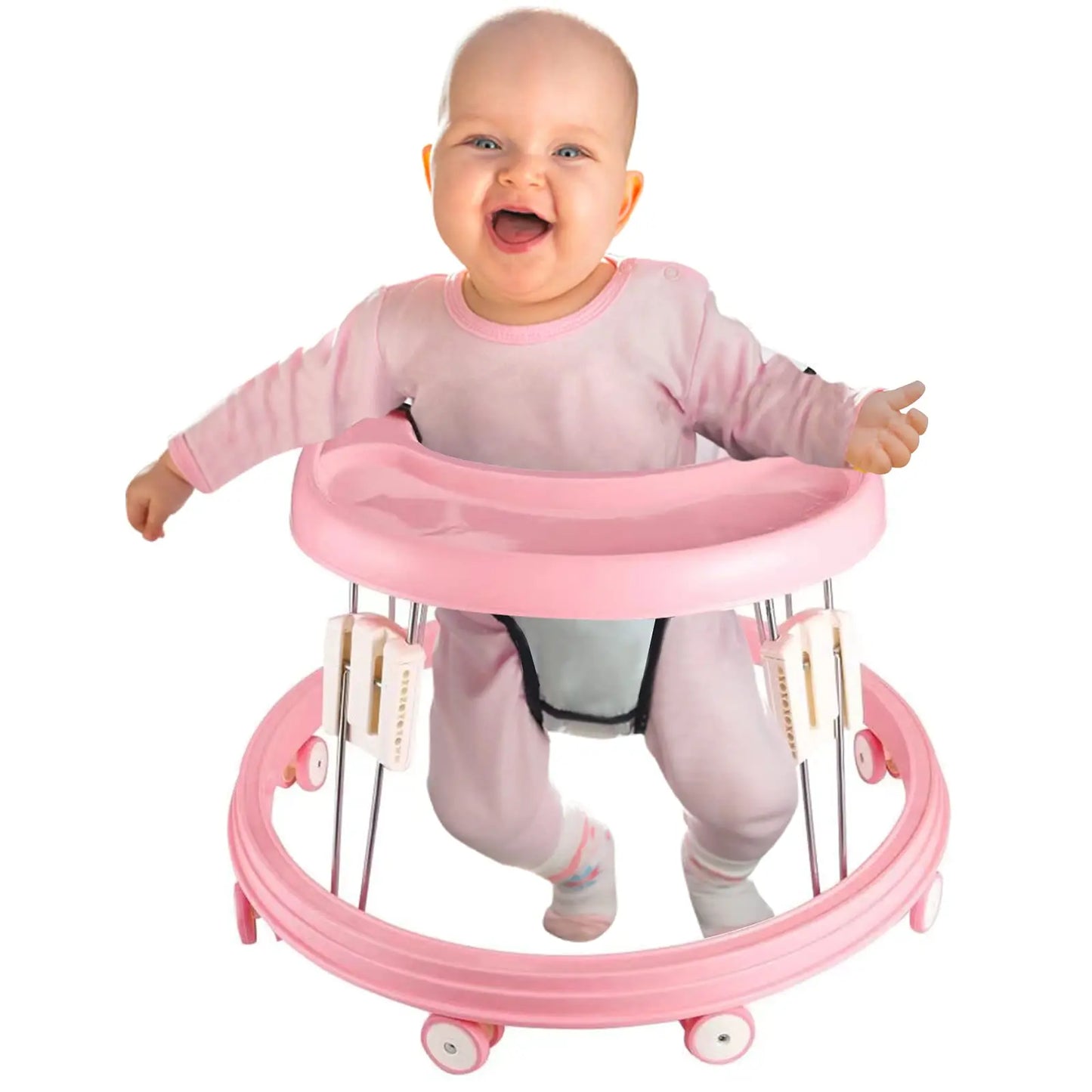 Foldable Baby Walker With Anti Roll Over Brake 5 Level Height Adjustable