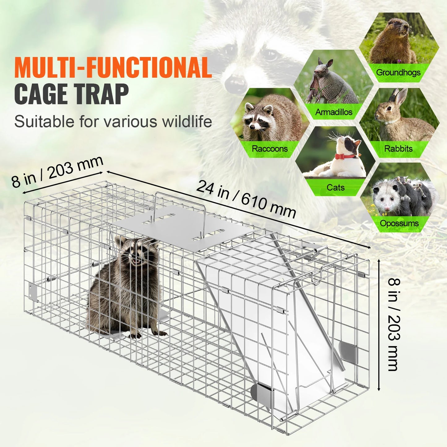 SucceBuy Live Animal Cage Trap With Foldable Handle