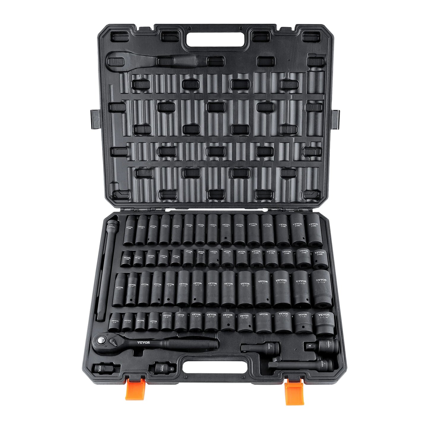 SucceBuy 65 Piece Cr-V Alloy Impact Socket Set With Easy Read Markings