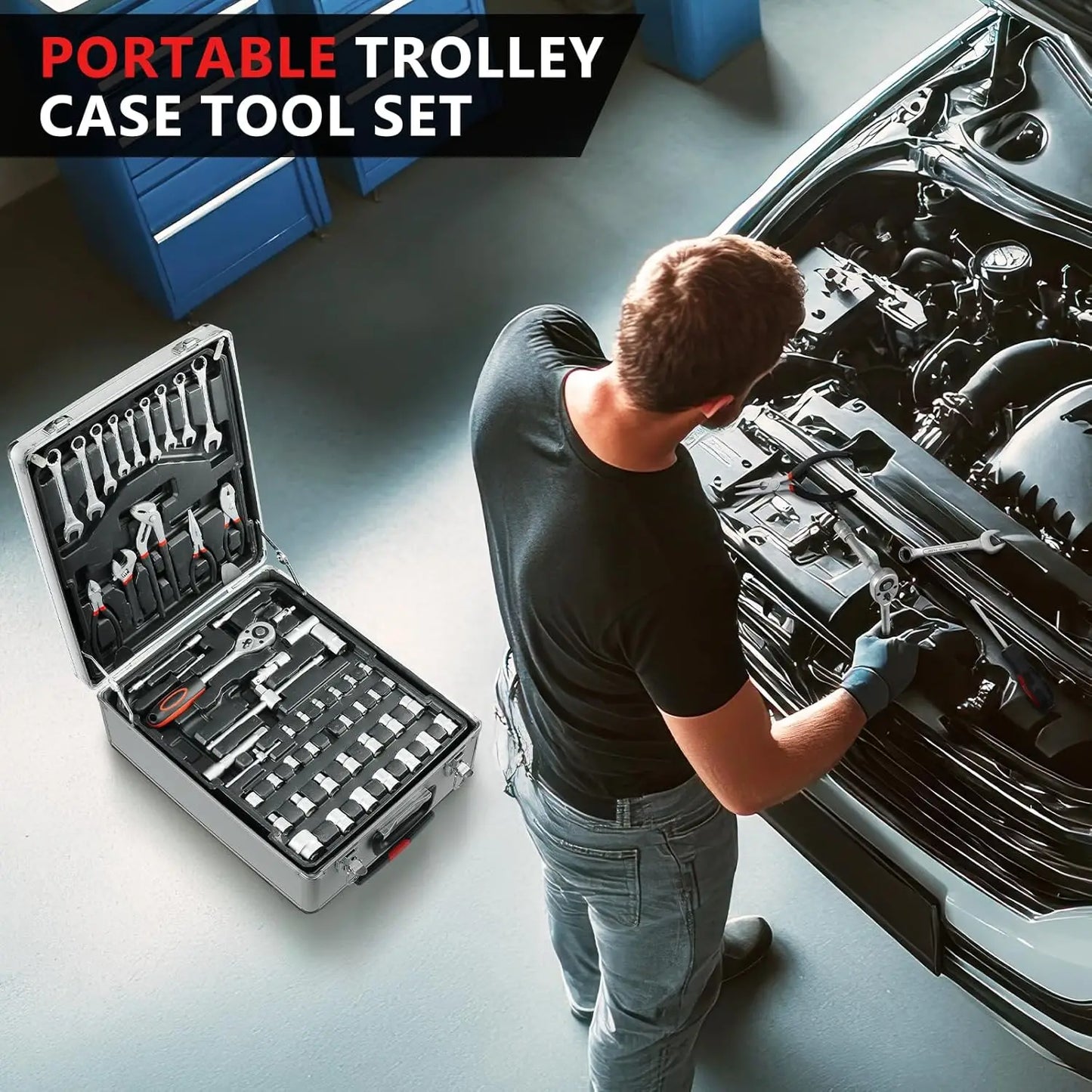 TLGREEN 799 Piece Mechanic Tool Set With Trolley Case Wrenches