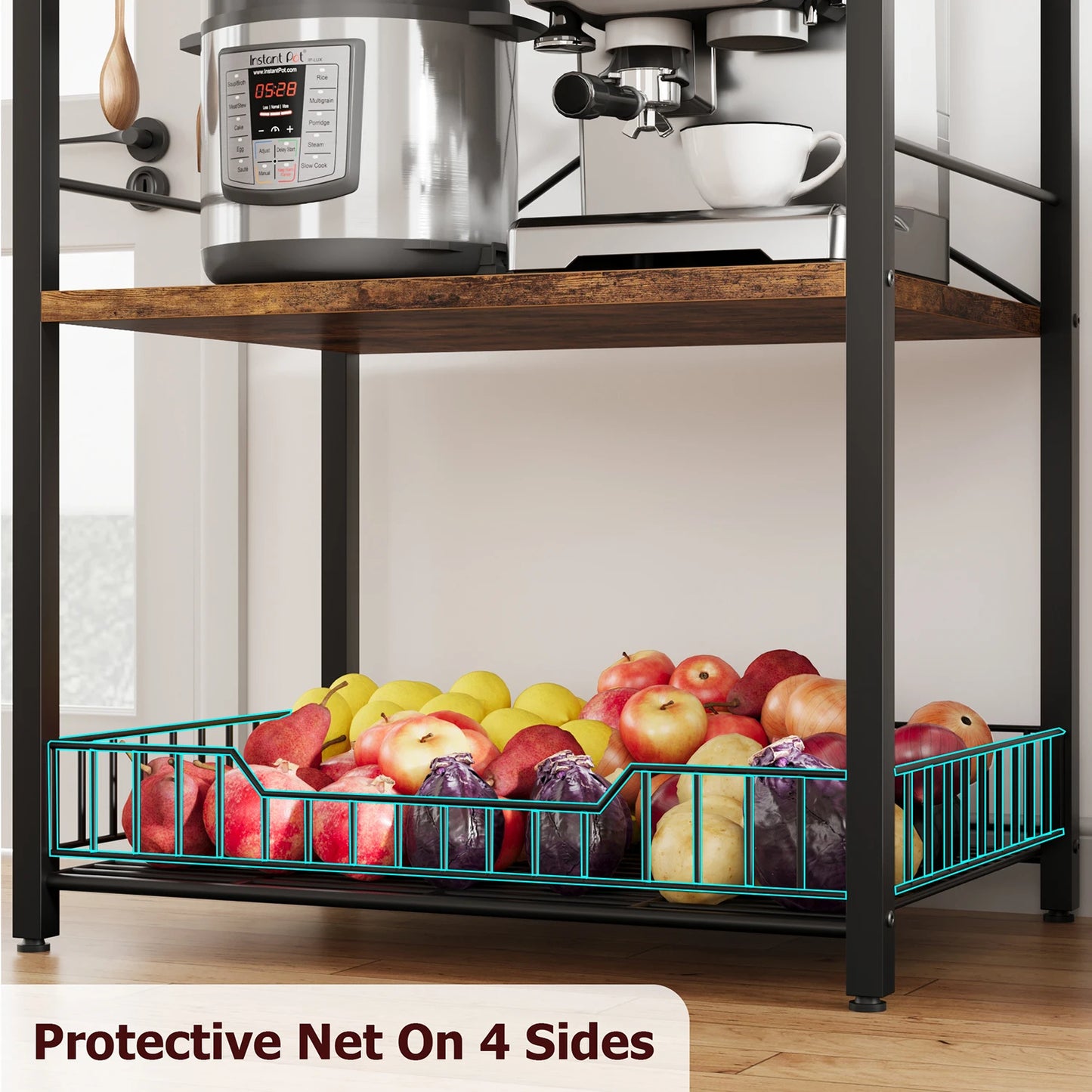 Twister.CK Kitchen Bakers Rack Microwave Oven Stand 4-Tier
