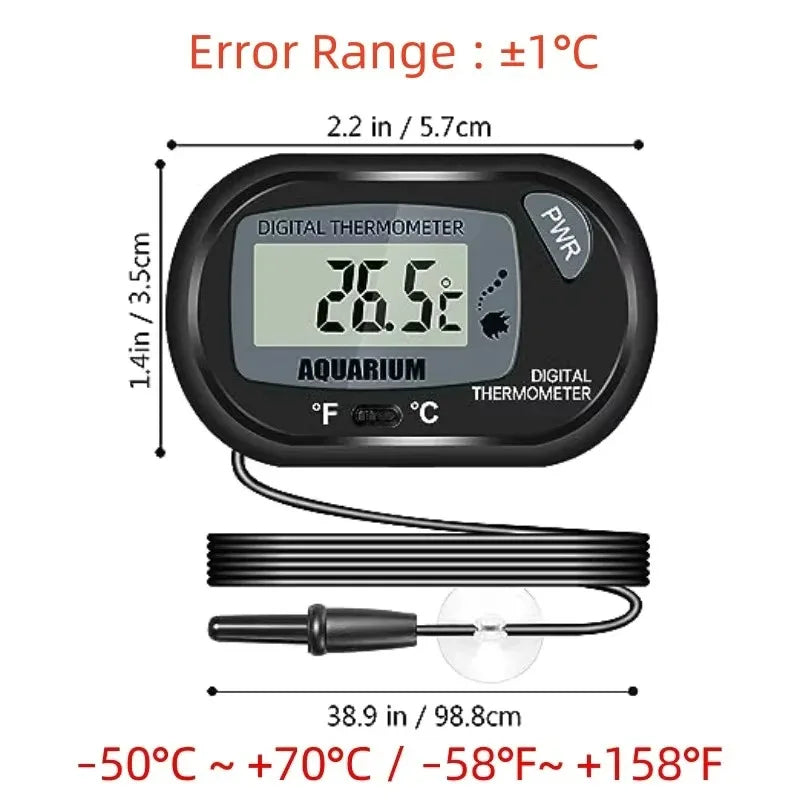 Digital Aquarium Thermometer With Probe Suction Cup Celsius