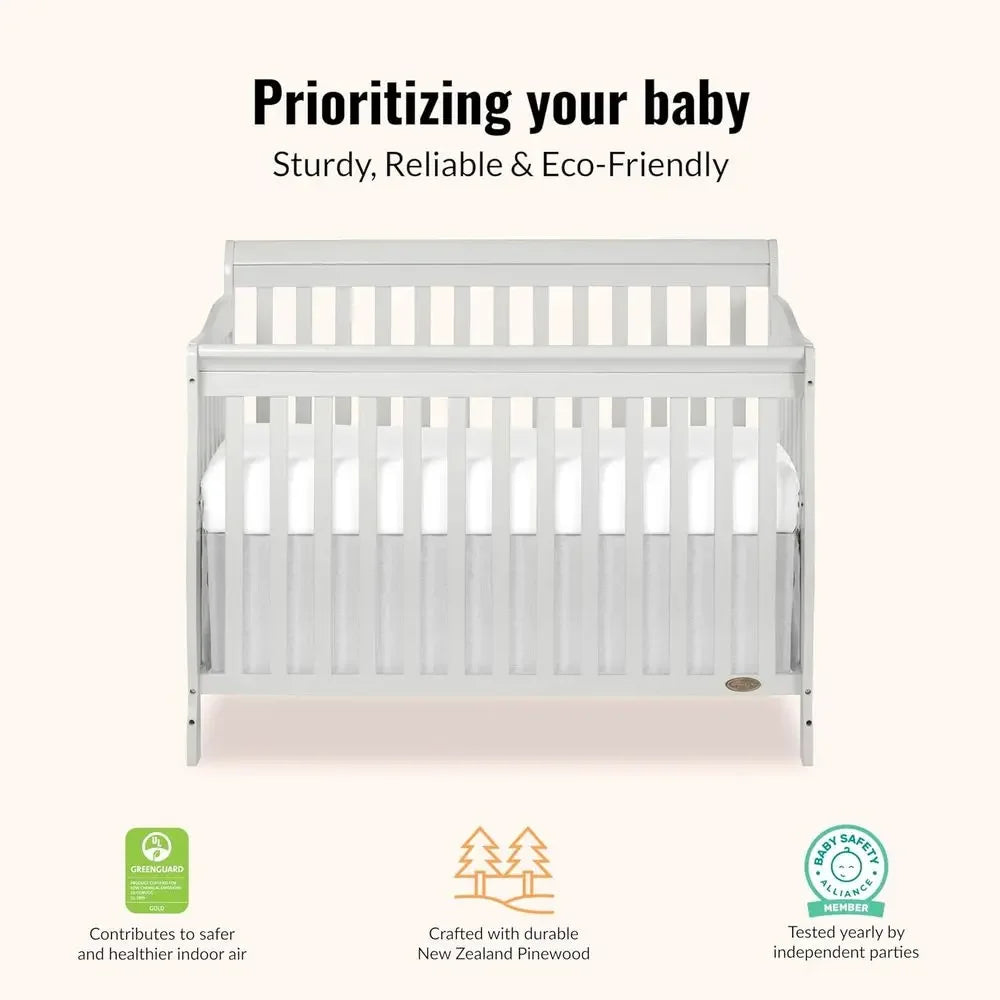Convertible Crib Solid Pinewood With Four Mattress Heights