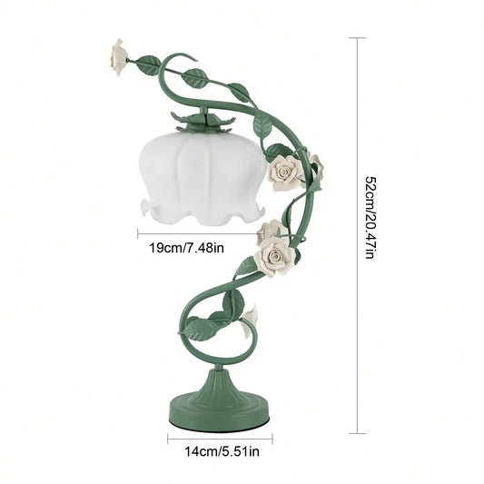 Stained Glass Flower Bedside Lamp With Nightstand Reading Light