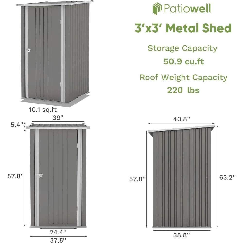 Outdoor Storage Shed With Sloping Roof And Lockable Door