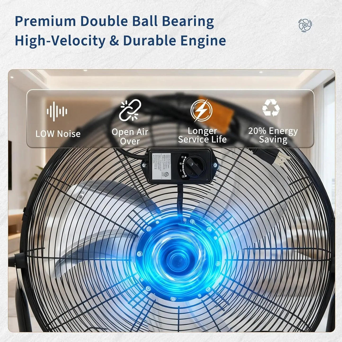 Acekool Industrial Floor Fan 3 Speed High Velocity Cooling