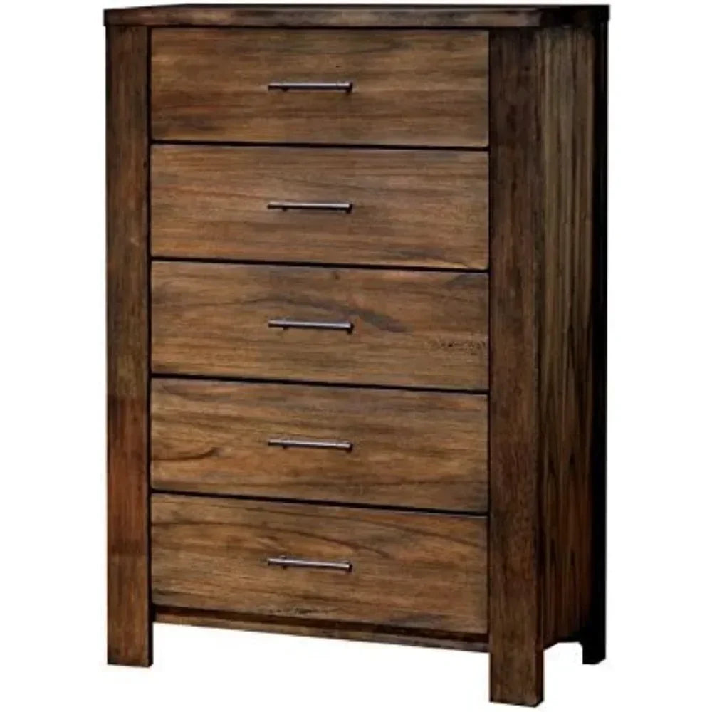 Traditional Oak Finish 6 Piece Bedroom Set Easy Assembly