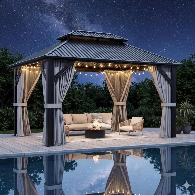 AirWire Gazebo Hardtop With Aluminum Frame And Galvanized Roof