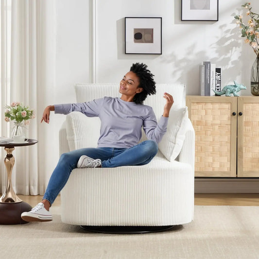 Swivel Accent Chair Upholstered Living Room Recliner