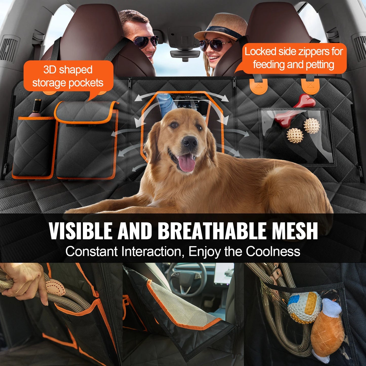 SucceBuy Waterproof 600D Dog Car Seat Cover With Mesh Window And Storage