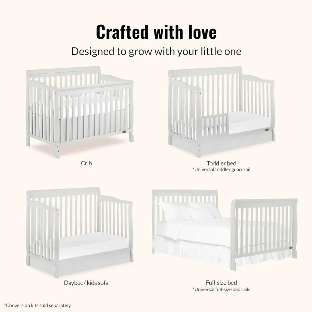 Convertible Crib Solid Pinewood With Four Mattress Heights