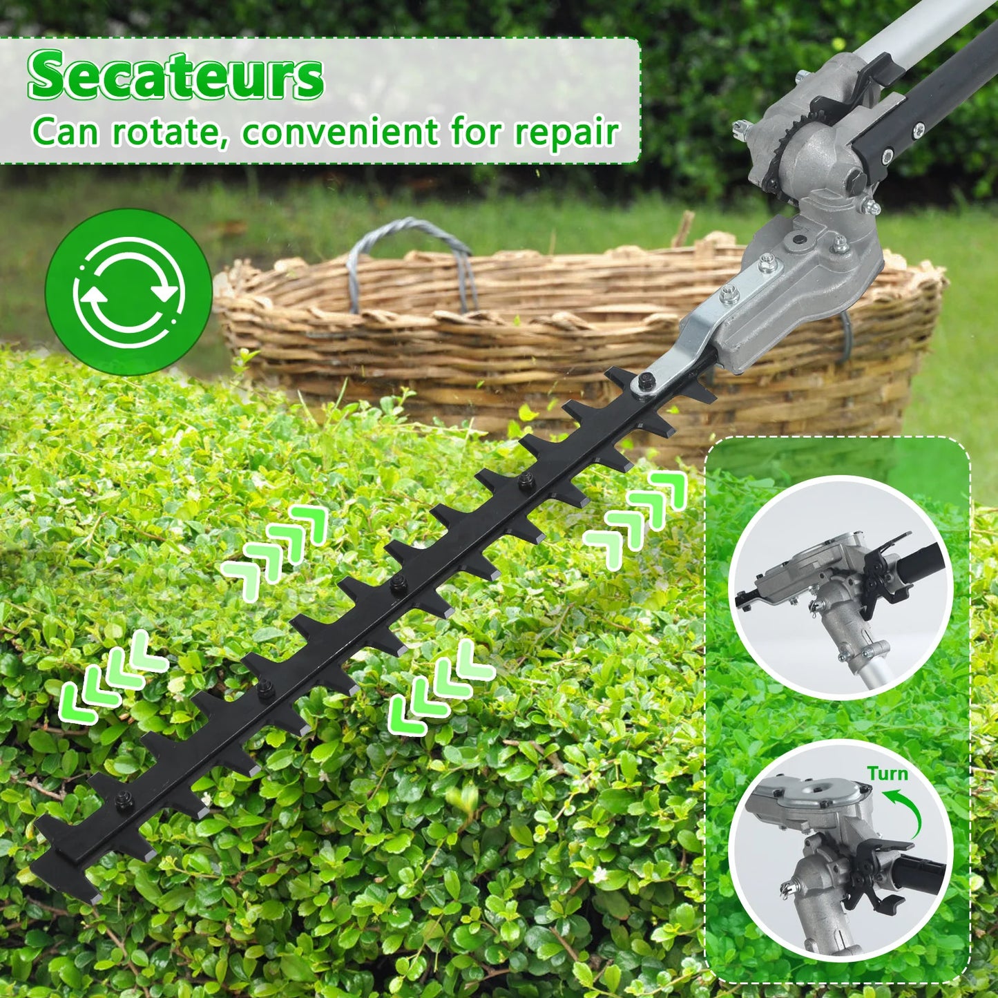 Gas Powered 8-In-1 Yard Tool Kit 52cc Hedge Trimmer Chainsaw