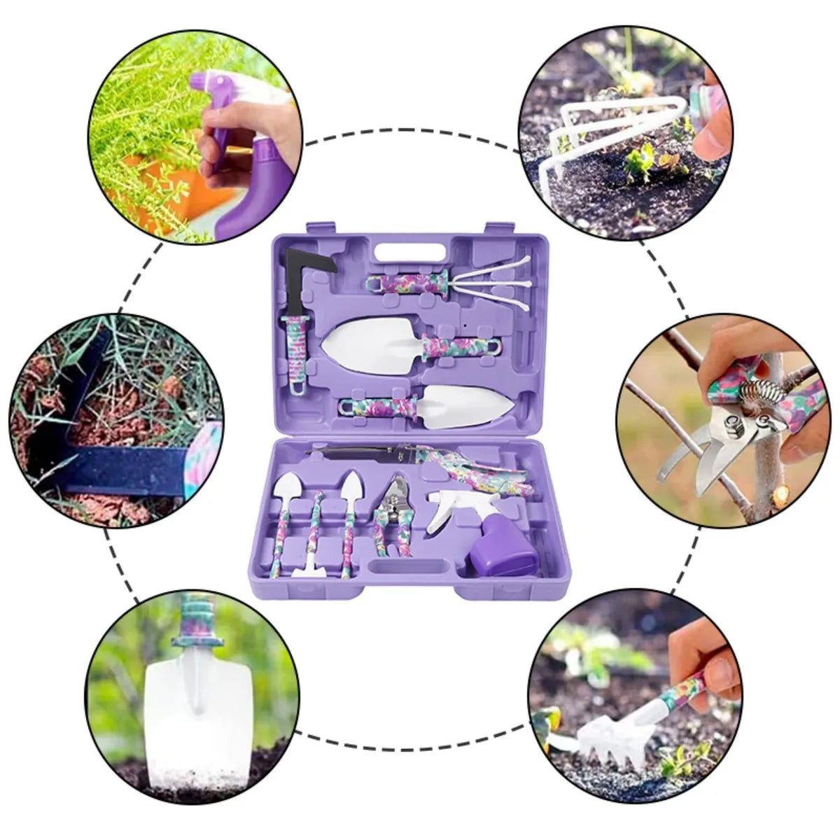 Flower Print Gardening Tool Set With Watering Can And Shovel