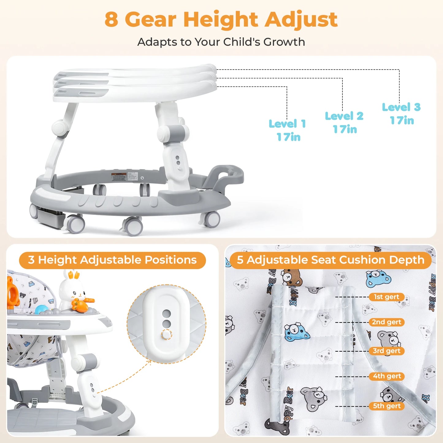 Safety-Enhanced 4-In-1 Baby Walker And Play Center