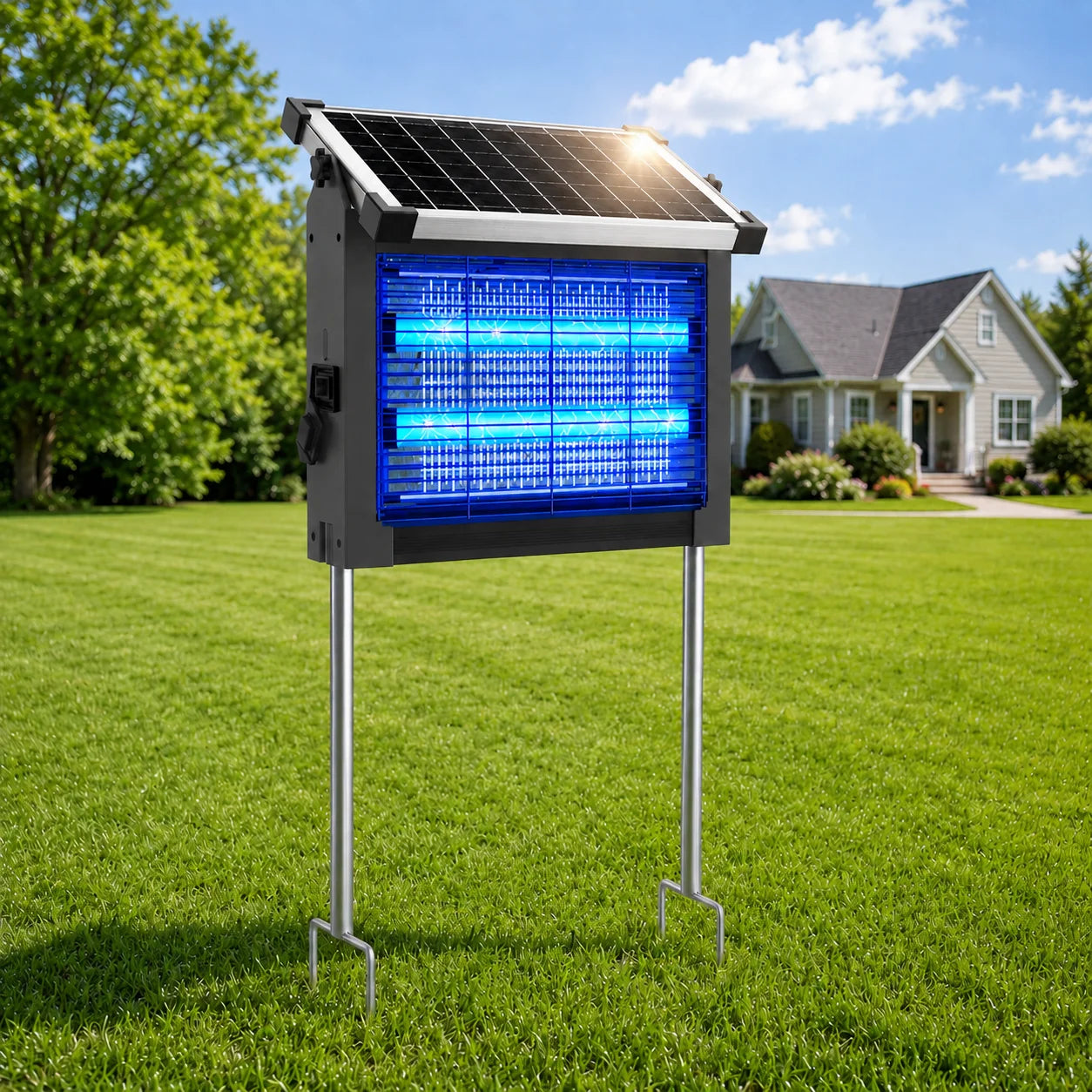Solar Mosquito Zapper 4500V Outdoor Waterproof With Panel Sensor