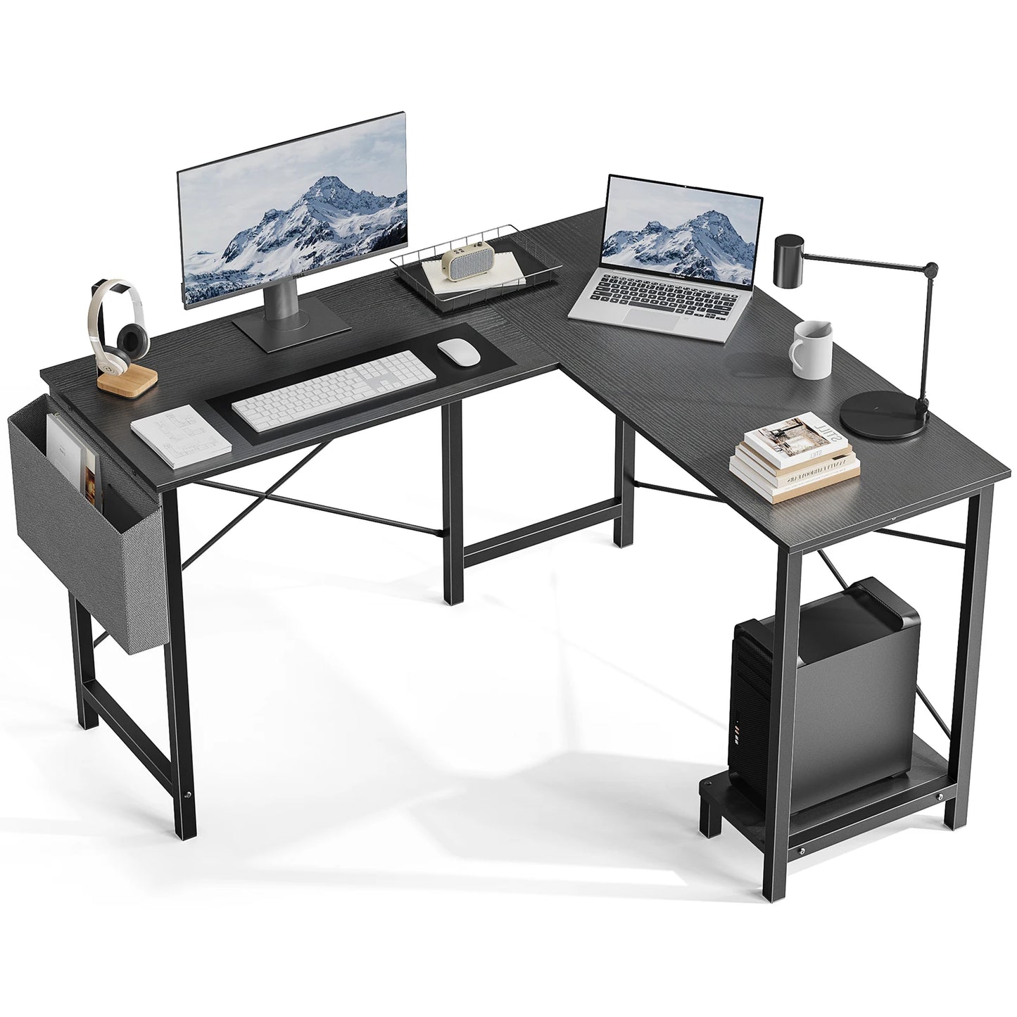 JHK Gaming Corner Desk With CPU Storage And Side Bag