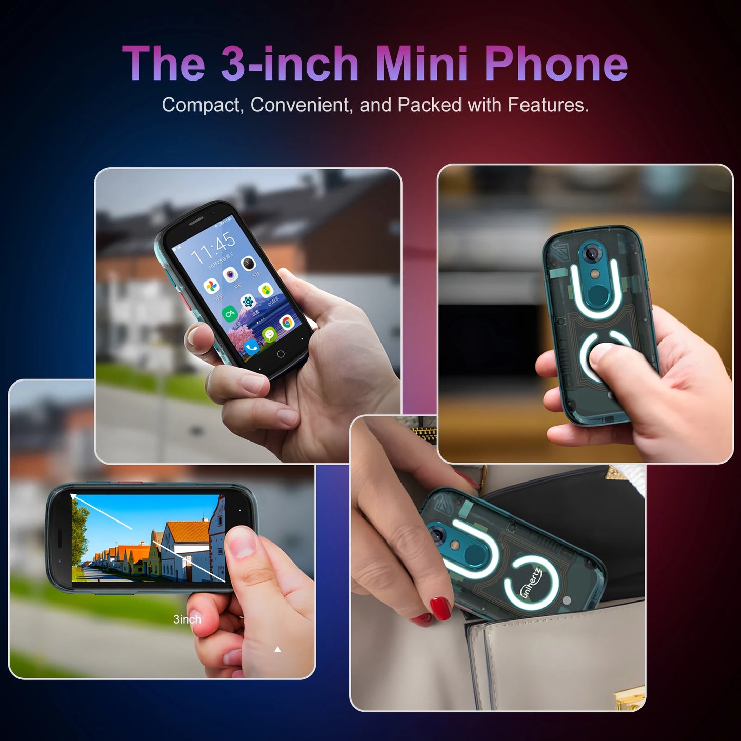 Unihertz Jelly Star Mini Smartphone Unlocked With LED Light Backshell